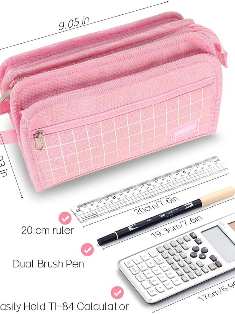 Large Pencil Case, Big Capacity Pencil Pouch Pen Bag with 3 Compartment, Portabl - Picture 6 of 8